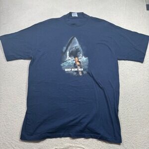 All Sport Deep Blue Sea T-Shirt Mens XL Navy 1999 Movie Promo Vintage 90s